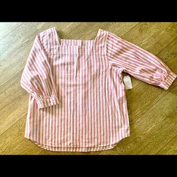 Time & Tru red stripe square neck top - Picture 1 of 3